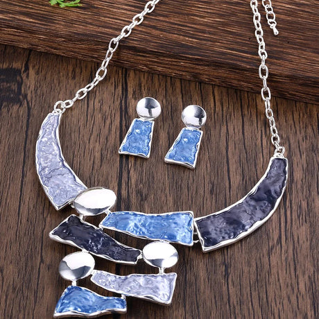 Gray Blue Fashion Zinc Alloy Geometric Jewelry Set