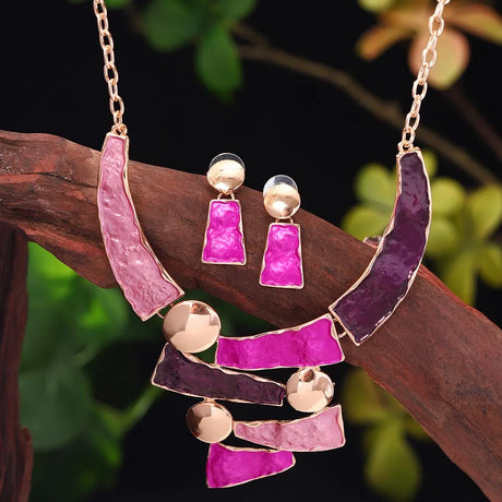 Purple Fashion Zinc Alloy Geometric Jewelry Set