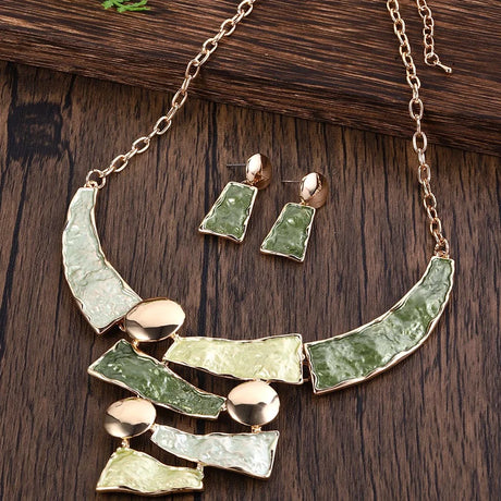Green Fashion Zinc Alloy Geometric Jewelry Set
