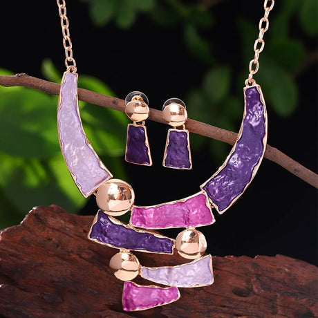 Purple Fashion Zinc Alloy Geometric Jewelry Set