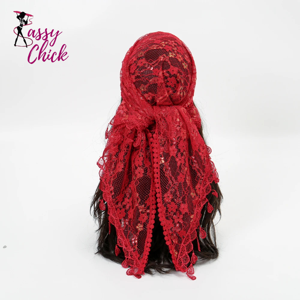Fashionable Embroidered Polyester Square Scarf Sassy Chick Logo