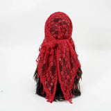 Red Fashionable Embroidered Polyester Square Scarf