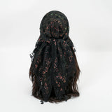 Black Fashionable Embroidered Polyester Square Scarf