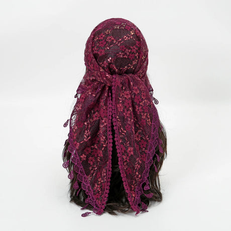 Red Fashionable Embroidered Polyester Square Scarf
