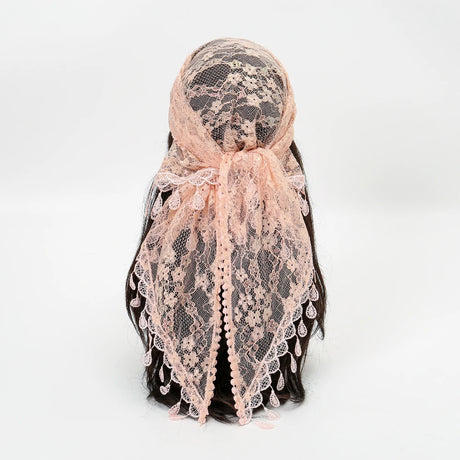 Pink Fashionable Embroidered Polyester Square Scarf