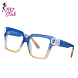 Fashionable Large Frame Square Myopia Eyeglasses Sassy Chick Logo