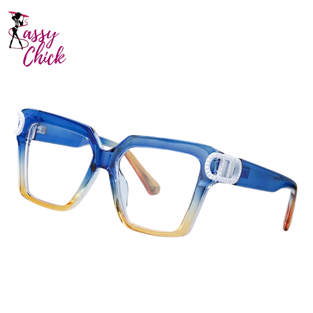 Fashionable Large Frame Square Myopia Eyeglasses Sassy Chick Logo