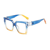 Blue Gold Fashionable Large Frame Square Myopia Eyeglasses