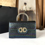 Black Fashionable Ostrich Pattern Diamond Handbag