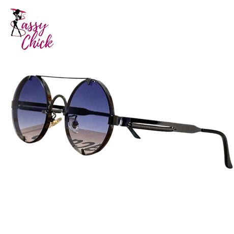Fashionable Punk  Round Steampunk Sunglasses Sassy Chick Logo