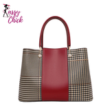 Fashionable Red Cowhide Handbag Sassy Chick Logo