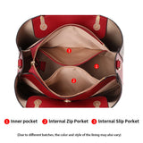 Compartment of Fashionable Red Cowhide Handbag