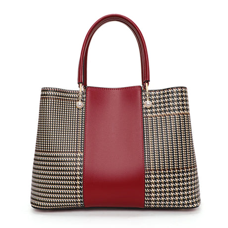 Fashionable Red Cowhide Handbag