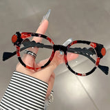 red black frame round retro anti blue light glasses 