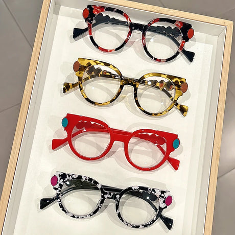 Collection of round retro anti blue light glasses