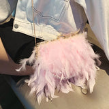 pink feather bag