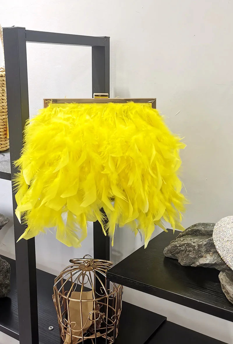 yellow feather handbag