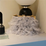 grey feather handbag