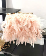 pink feather handbag