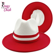 Fedora Red And White Jazz Hat Sassy Chick Logo