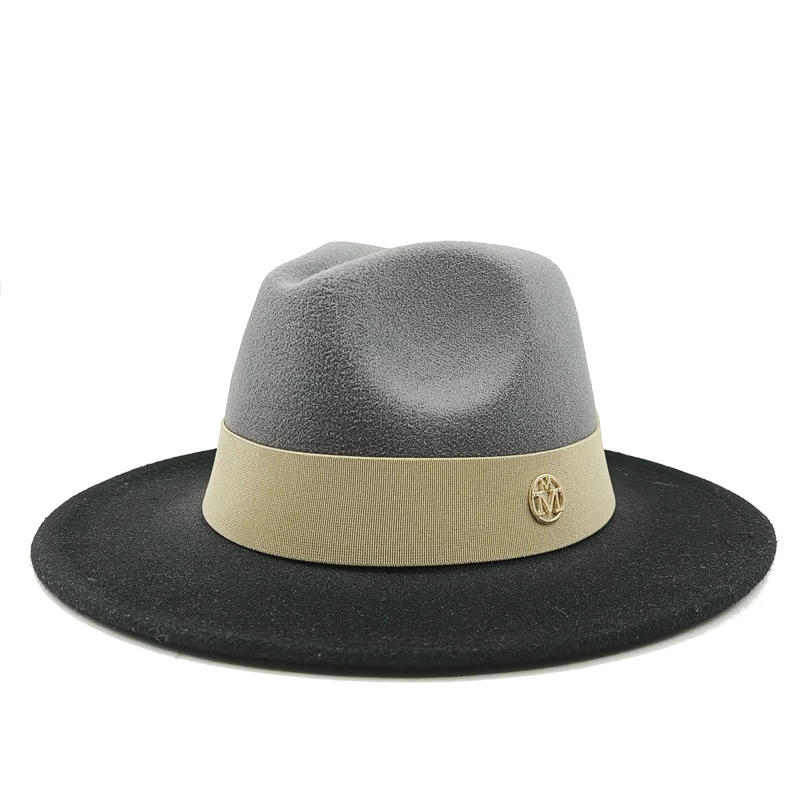 Black Grey fedora jazz hat