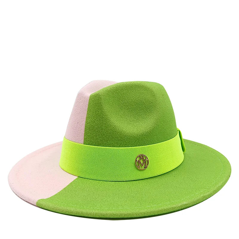 pink green fedora jazz hat 