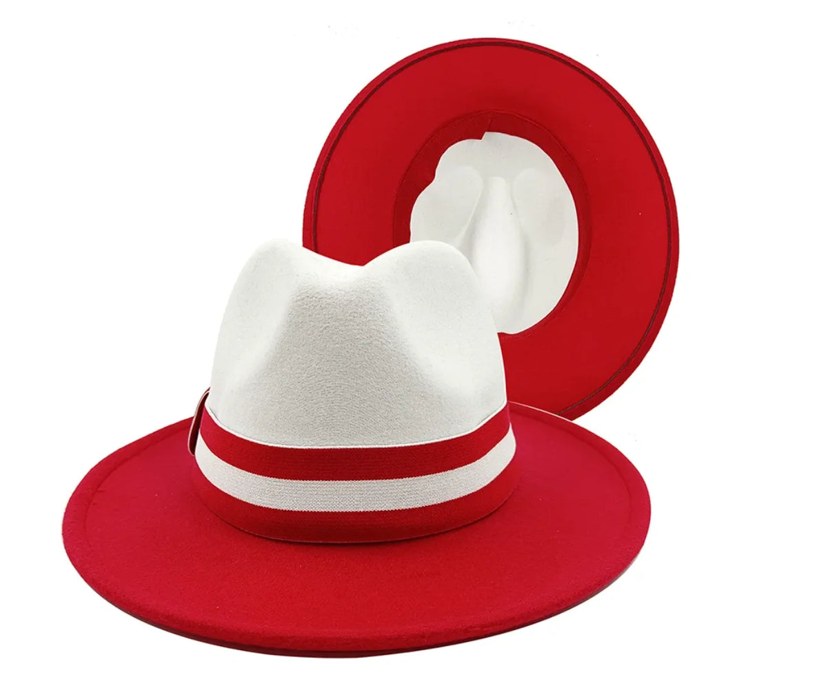 Fedora Red And White Jazz Hat
