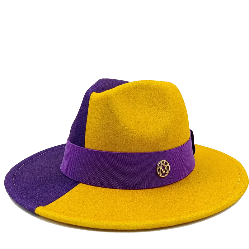 purple yellow fedora jazz hat 