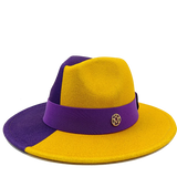 purple yellow fedora jazz hat 