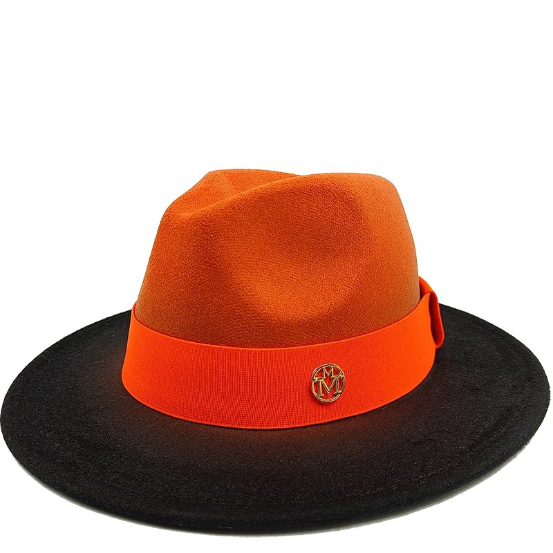 orange black fedora jazz hat 