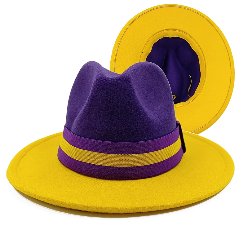 purple yellow fedora jazz hat 