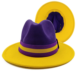purple yellow fedora jazz hat 