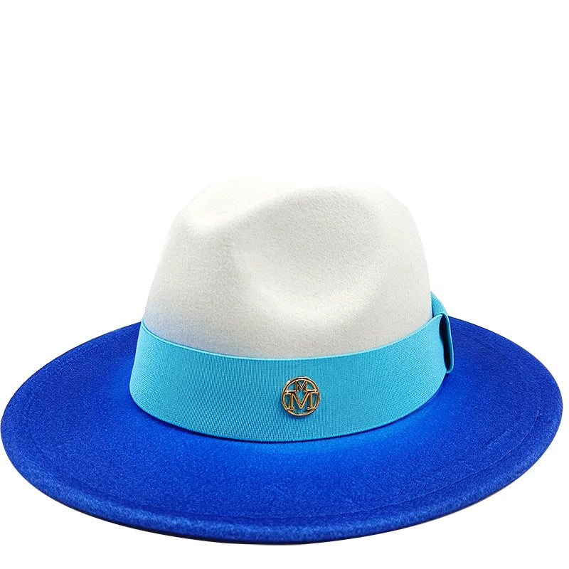 white blue fedora jazz hat 