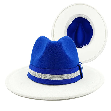 white blue fedora jazz hat 