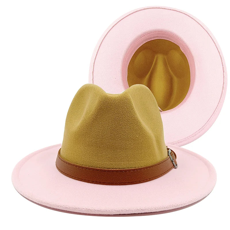 pink brown fedora jazz hat 