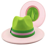 green pink fedora jazz hat 