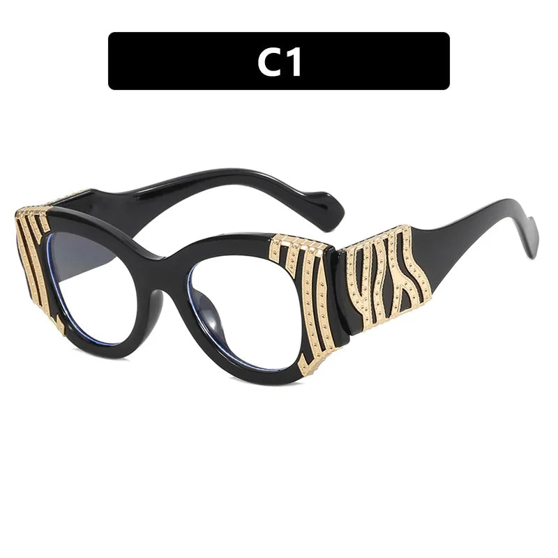 Female Luxury Anti Blue Light Cat Eye Glasses black