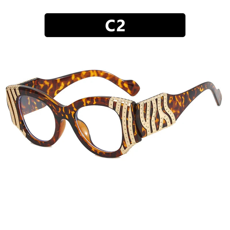 Female Luxury Anti Blue Light Cat Eye Glasses leopard