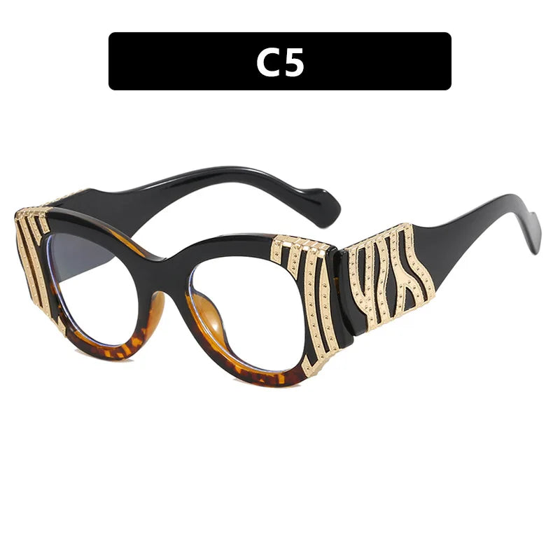 Female Luxury Anti Blue Light Cat Eye Glasses black leopard 