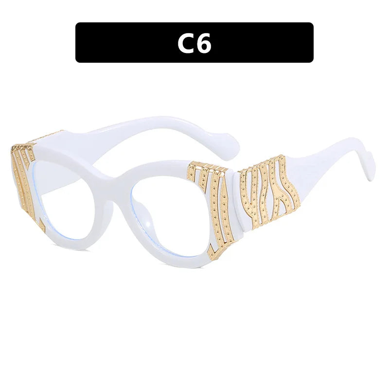 Female Luxury Anti Blue Light Cat Eye Glasses white