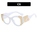 Female Luxury Anti Blue Light Cat Eye Glasses white