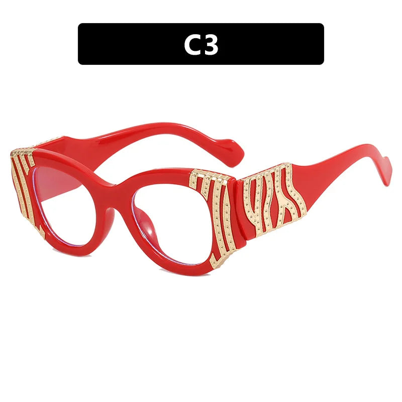 Female Luxury Anti Blue Light Cat Eye Glasses red