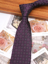 Purple Floral Casual Wear Jacquard Suits Necktie