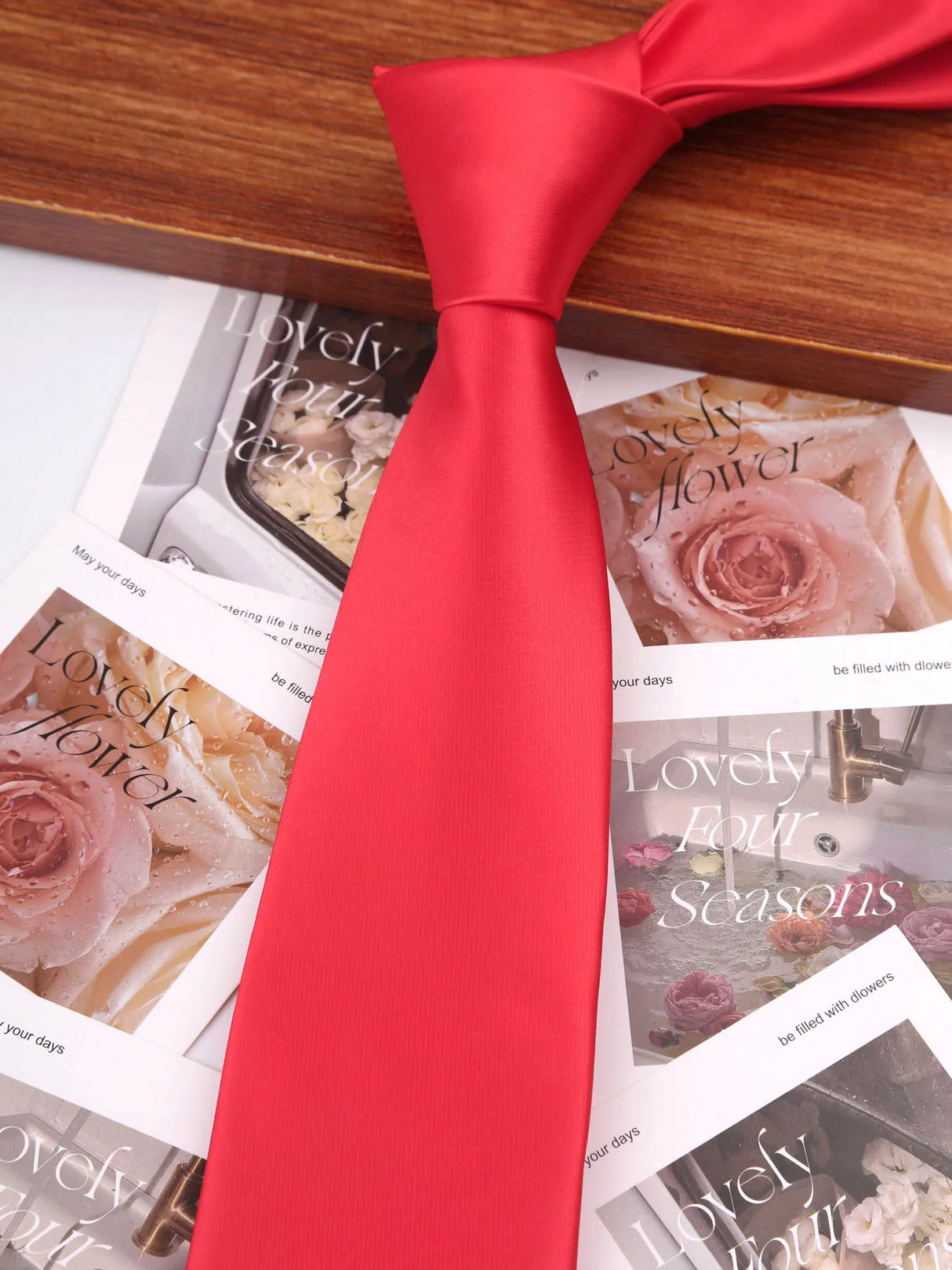 Red Floral Casual Wear Jacquard Suits Necktie