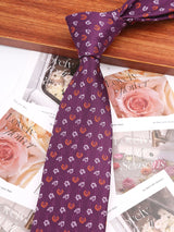 Purple Floral Casual Wear Jacquard Suits Necktie