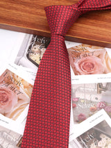 Red Floral Casual Wear Jacquard Suits Necktie