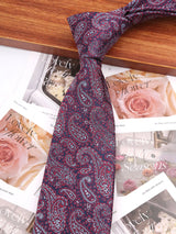 Violet Floral Casual Wear Jacquard Suits Necktie