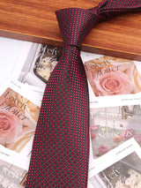 Red Floral Casual Wear Jacquard Suits Necktie