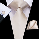 Floral Champagne Ivory Elegant Necktie Handkerchief Cufflinks