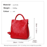 Size of Floral Design Leather Handbag